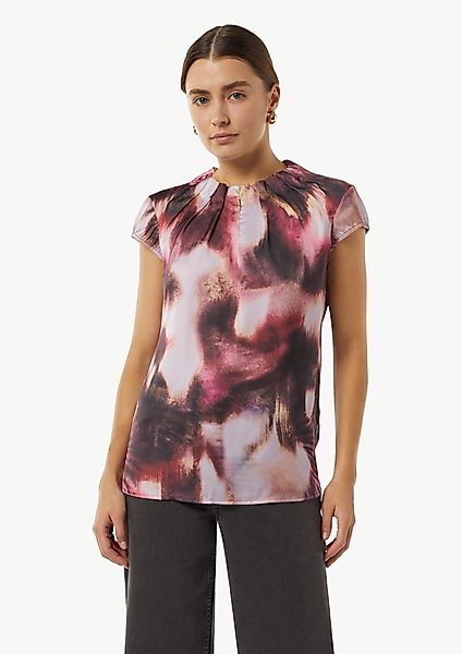 comma Kurzarmbluse Satinbluse mit Raffung und günstig online kaufen