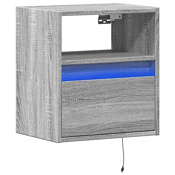 vidaXL Nachttisch Wand-Nachttisch mit LED-Leuchten Grau günstig online kaufen