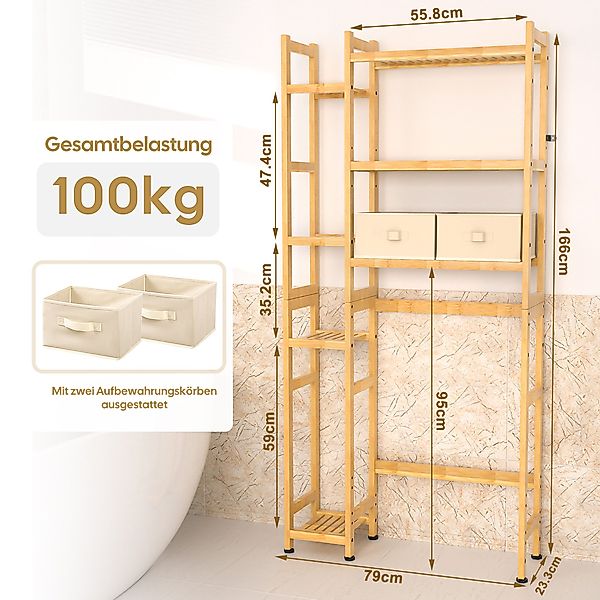 Yorbay Badregal Bambus Toilettenregal mit 7 günstig online kaufen