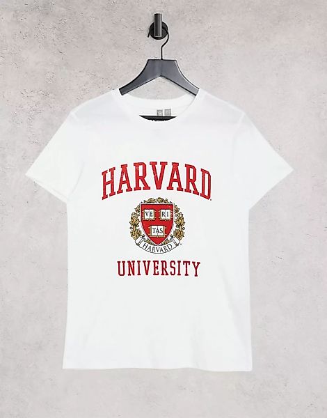 ASOS DESIGN – Oversize-T-Shirt in Weiß mit Harvard-Print günstig online kaufen