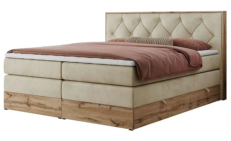 Boxspringbett mit Bettkasten Veneto King ¦ beige ¦ Maße (cm): B: 148 H: 115 günstig online kaufen