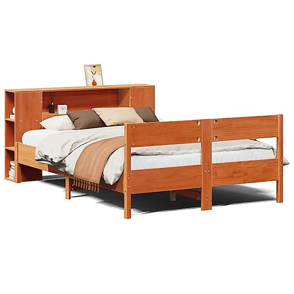 vidaXL Massivholzbett mit Regal ohne Matratze Wachsbraun 120x200 cm 3322953 günstig online kaufen