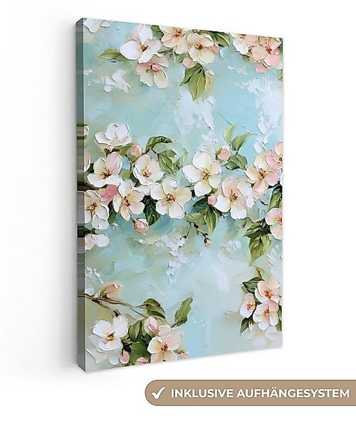 OneMillionCanvasses® Leinwandbild Blüte - Blätter - Hellblau, Fotodruck (1 günstig online kaufen