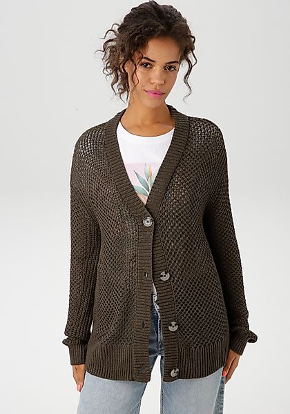 Aniston CASUAL Strickjacke, mit trendigem Lochstrick-Muster günstig online kaufen