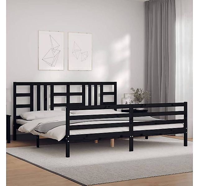 vidaXL Bett Massivholzbett mit Kopfteil Schwarz 200x200 cm günstig online kaufen