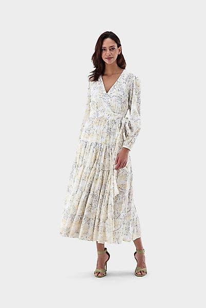 Midi-Wickelkleid mit Puffärmeln günstig online kaufen