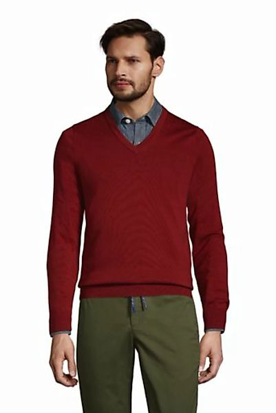 Supima V-Pullover, Classic Fit, Herren, Größe: M Normal, Rot, Baumwolle, by günstig online kaufen
