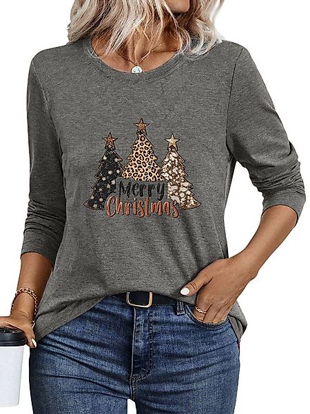 PYLIKE Rundhalsshirt Damen festlich Langarm mit Weihnachten Druck bequemes günstig online kaufen