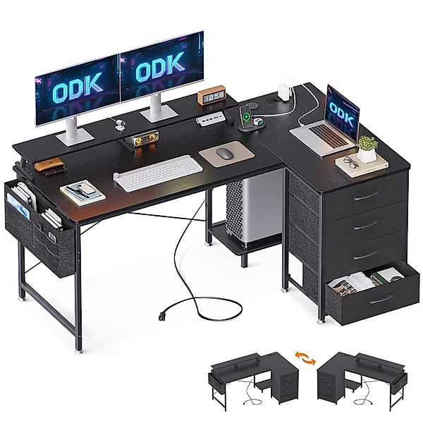 ODK Schreibtisch mit 4 Schubladen, USB-Ladeanschluss günstig online kaufen