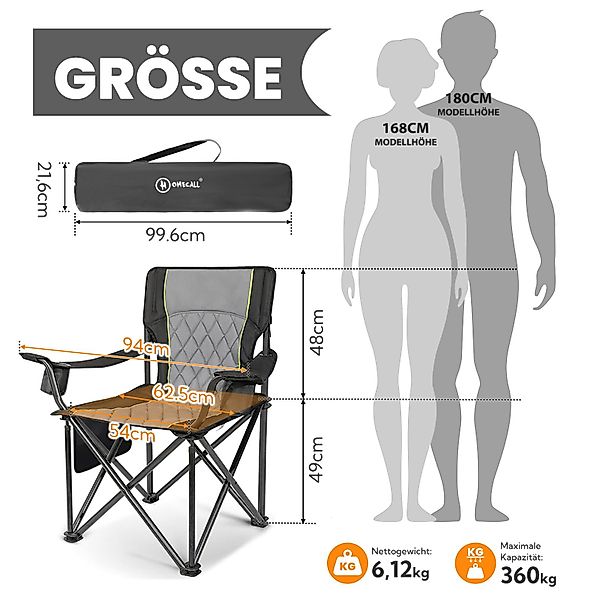 HOMECALL Campingstuhl Übergroßer Klappstuhl mit hoher günstig online kaufen