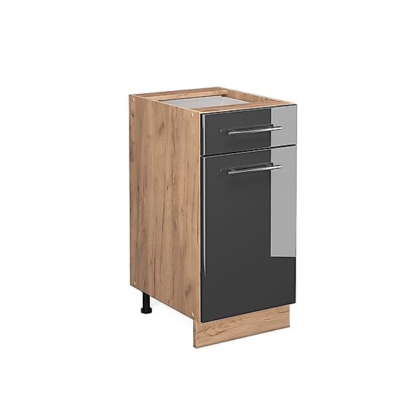 Vicco Küchenunterschrank Fame-Line Anthrazit Hochglanz/Goldkraft Eiche 40 c günstig online kaufen