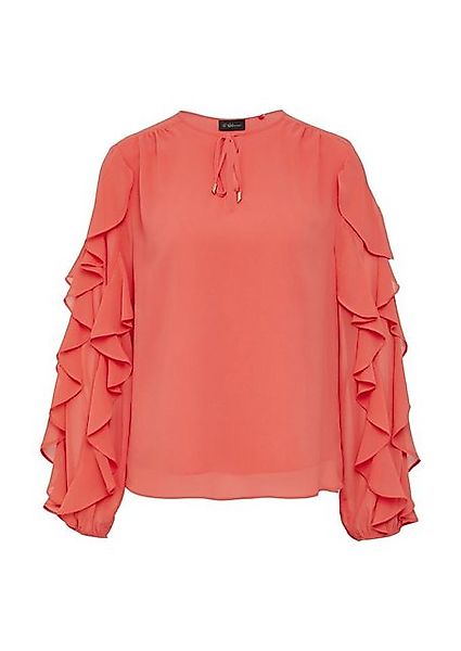 s.Oliver BLACK LABEL Langarmbluse - Elegante Chiffonbluse mit Rüschenärmeln günstig online kaufen