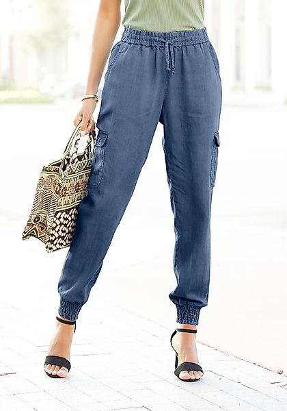 LASCANA Schlupfhose in Denim-Optik mit Cargotaschen, günstig online kaufen