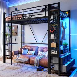 Merax Hochbett mit LED-Leiste und USB günstig online kaufen