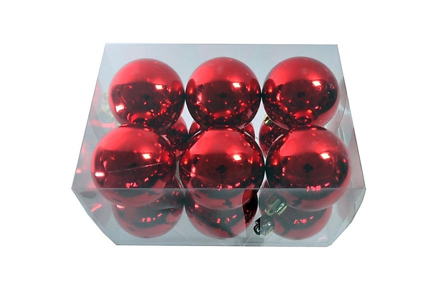 B&S Weihnachtsbaumkugel 12 Christbaumkugeln Kunststoff Ø 6 cm rot für Innen günstig online kaufen