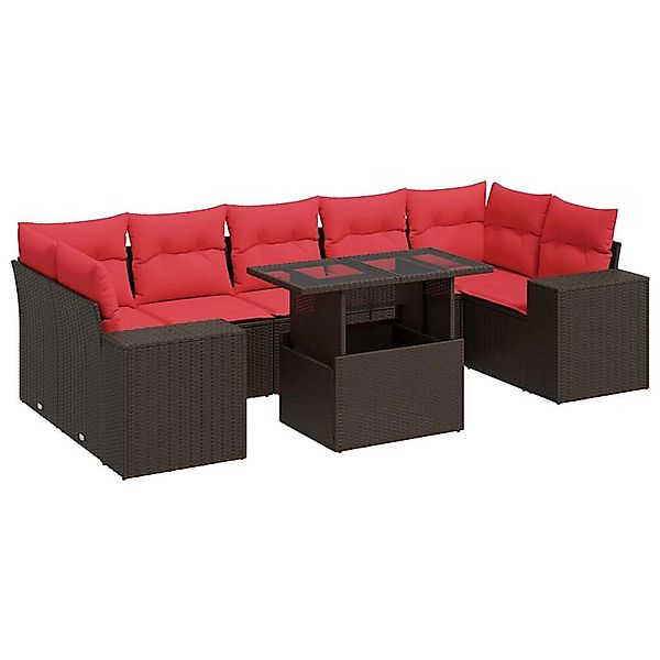 vidaXL 8-Tlg Garten-Sofagarnitur mit Kissen Braun Poly Rattan Akazie 332676 günstig online kaufen