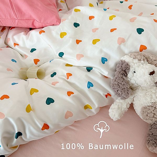 KEAYOO Bettwäsche Bunt Herz, Baumwolle, 2 günstig online kaufen