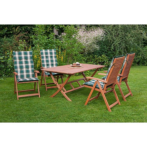 Merxx La Plata Gartenmöbel-Set 9-tlg. 4 Klappsessel inkl. Auflagen Klapptis günstig online kaufen