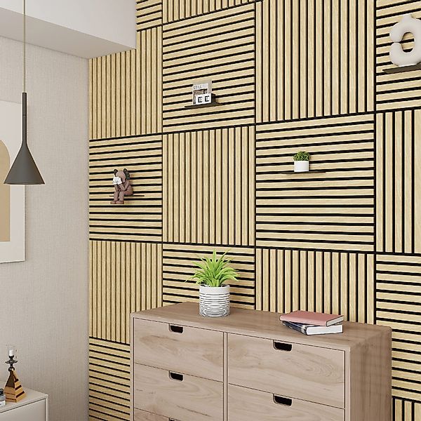 neu.holz 3D Wandpaneel, BxL: 60x60 cm, (Set, 16-tlg) »Vang« mit geradlinige günstig online kaufen