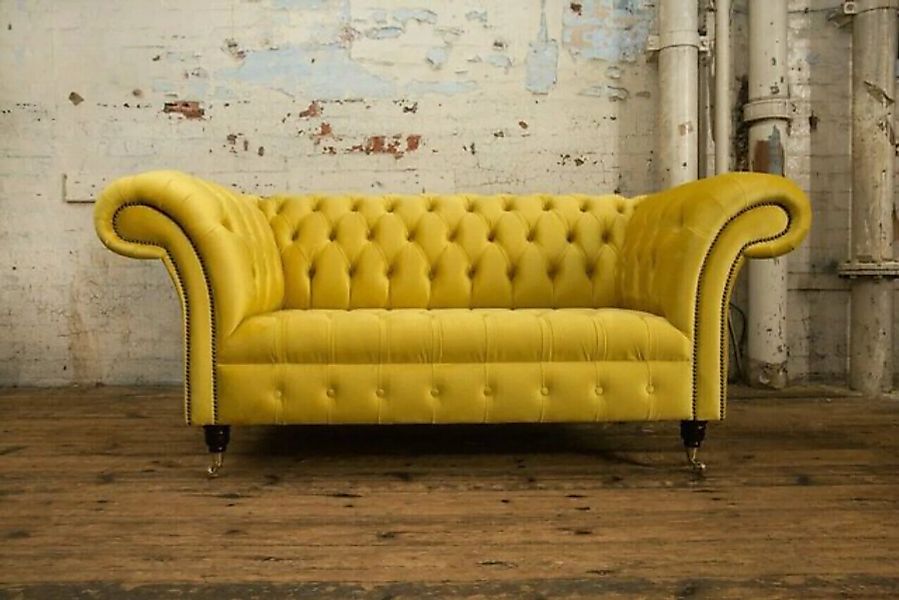 JVmoebel Chesterfield-Sofa, Gelbe Chesterfield Textil Couch Zwei Sitzer Pol günstig online kaufen