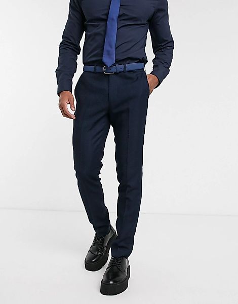 Topman – Eng geschnittene Anzughose in Marineblau günstig online kaufen