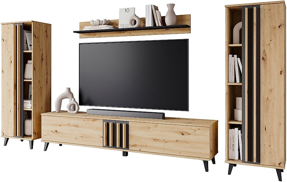 INOSIGN Wohnwand "Helsinki, Modernes Möbelset" Komplett-Set, 4 Stk. tlg. mi günstig online kaufen