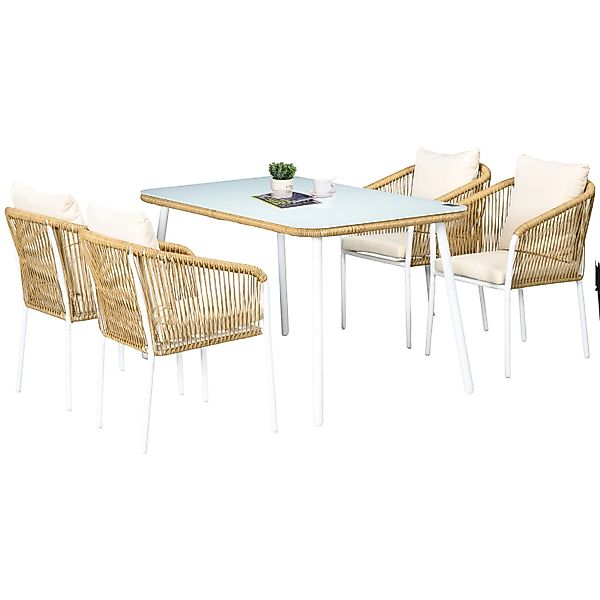 Outsunny Polyrattan Gartenmöbel-Set PE-Rattan Aluminium 140L x 80B x 74H cm günstig online kaufen