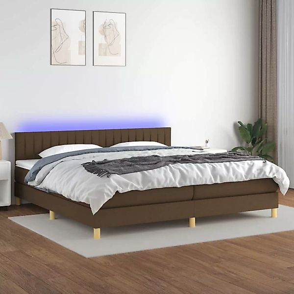 vidaXL Boxspringbett Boxspringbett mit Matratze LED Dunkelbraun 200x200 cm günstig online kaufen