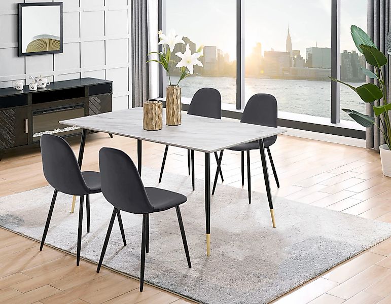 Leonique Essgruppe "Eadwine, TOPSELLER Tisch plus 4 Stühle, Sitzgruppe" Set günstig online kaufen