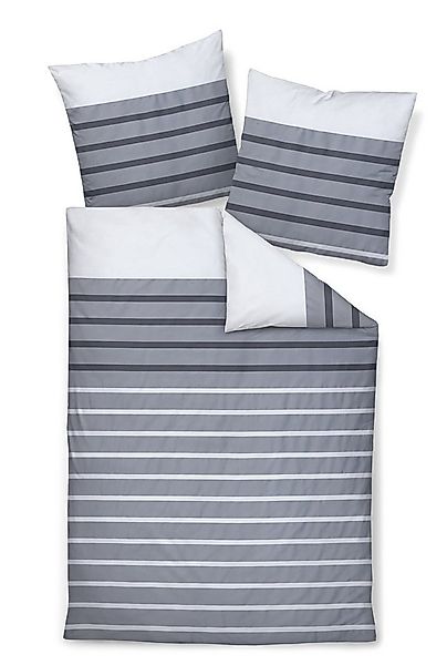 Janine Bettwäsche Palermo, Mako-Satin, 2 teilig, Streifen grau weiß günstig online kaufen