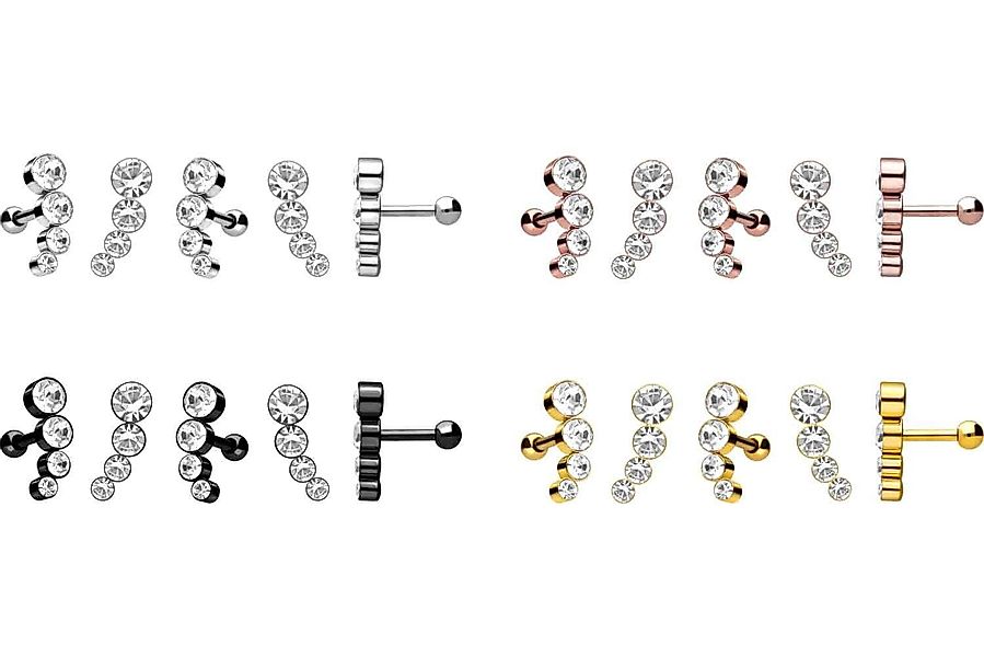 PIERCINGLINE Single-Ohrstecker Chirurgenstahl Ohrpiercing 4 KRISTALLE günstig online kaufen
