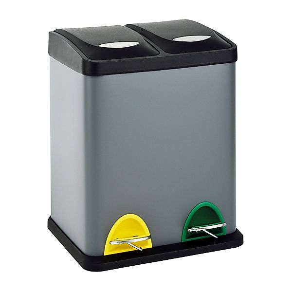 Svita TC2X8 Mülleimer 16 Liter 2x8L Doppelt Kücheneimer Treteimer Grau günstig online kaufen
