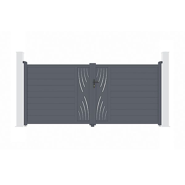 Casanoov Flügeltor 3 5M Veleta H 160Cm & 2 Pfosten H 190Cm Aluminium Grau günstig online kaufen