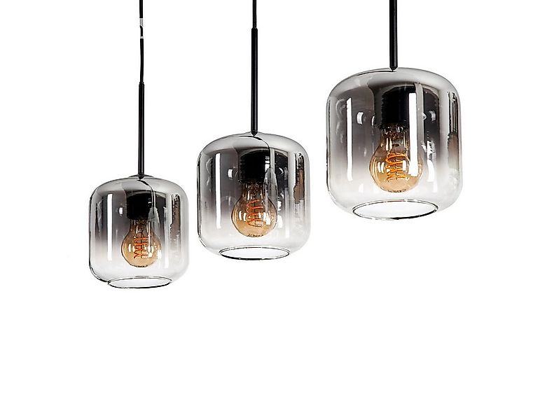 hofstein Hängeleuchte Hängelampe aus Metall/Glas in Schwarz/Rauchfarben/Kla günstig online kaufen