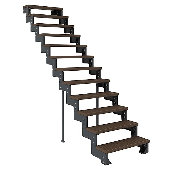 Dolle Außentreppe Gardentop Anthrazit 13 Stufen 100 cm Braun Ohne Geländer günstig online kaufen