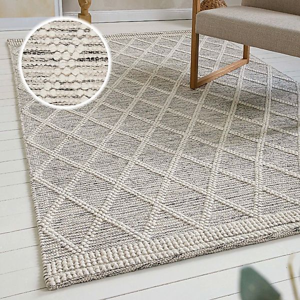 OTTO home Teppich "Jeppe" rechteckig 8 mm Höhe 70% Wolle, handgewebt, Raute günstig online kaufen