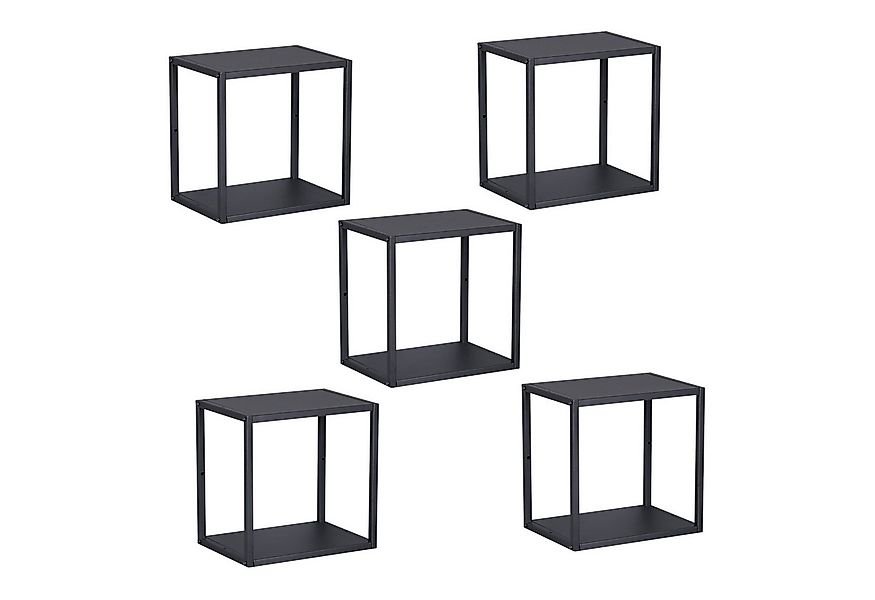 en.casa Wandregal, Set 5-tlg., »Nostened« quadratisch Stahl Schwarz günstig online kaufen