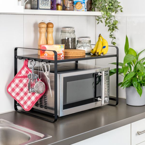 bremermann Küchenregal Mikrowellenregal, Bäckerregal mit Hakenleisten, günstig online kaufen