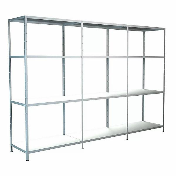 Schulte Steck-Grund- und 2 x Anbauregale 180 cm x 320 cm x 50 cm Weiß günstig online kaufen