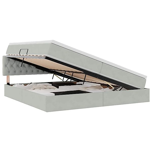 vidaXL Bett mit Stauraum und LED Hellgrau 200 x 200 cm Samt 3371475 günstig online kaufen