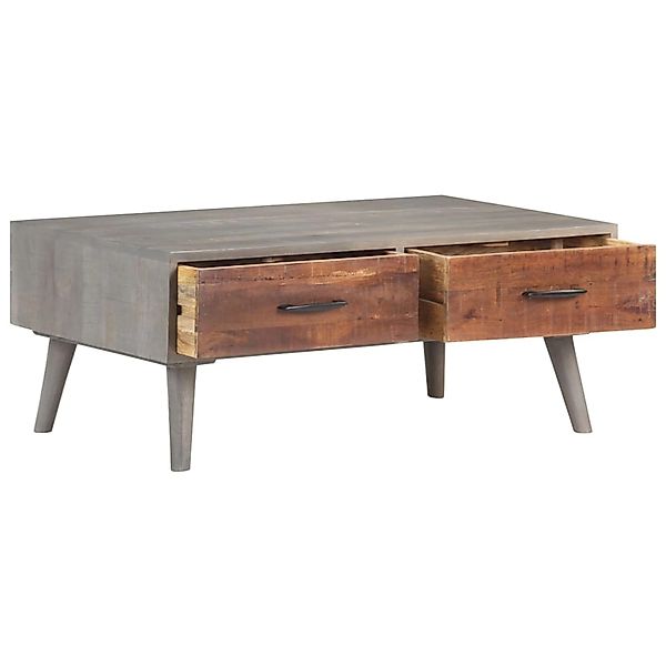 vidaXL Couchtisch Grau 100x60x40 cm Raues Mango-Massivholz günstig online kaufen