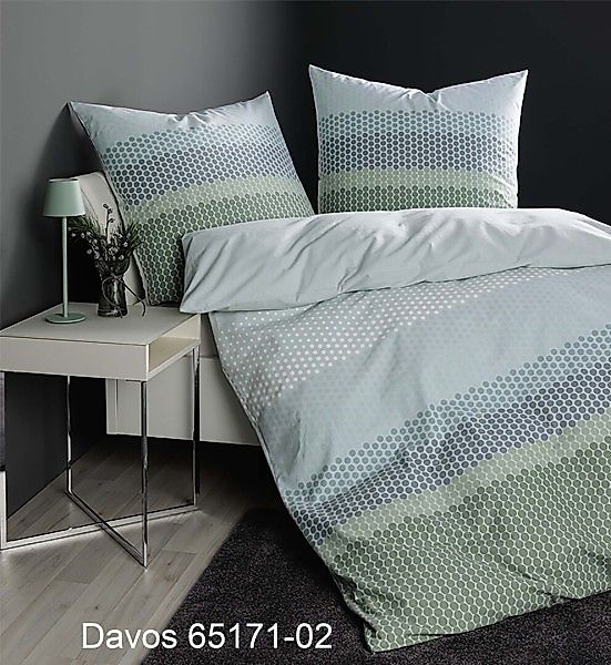 Janine Janine Feinbiber Bettwäsche DAVOS 65171 grün türkis Größe:  155x220 günstig online kaufen