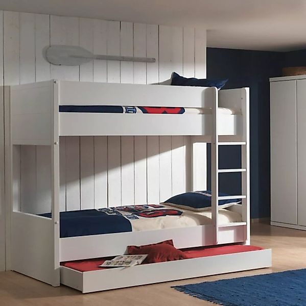 Natur24 Kinderbett Bett Etagenbett Lara MDF Weiß 90x200cm günstig online kaufen