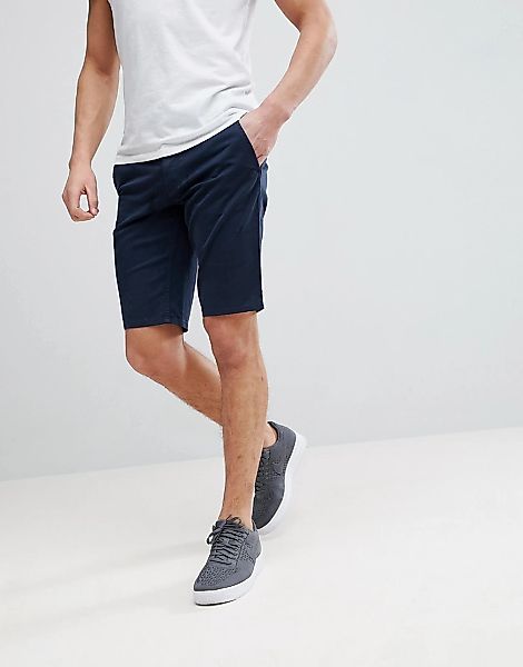 Boss – Schmal geschnittene Chino-Shorts in Marine-Navy günstig online kaufen