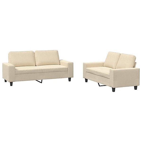 vidaXL Sofa 2-tlg. Sofagarnitur Creme Stoff günstig online kaufen