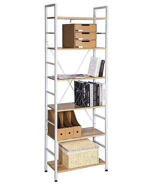 Woltu Standregal, 1-tlg., Hochregal Bücherregal Holz mit 6 Ablagen, Lagerre günstig online kaufen