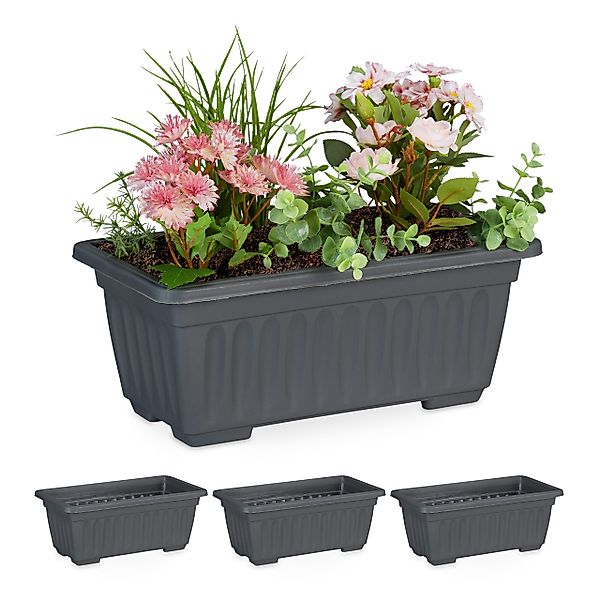 relaxdays Pflanzkübel Blumenkasten 4er Set schmal, günstig online kaufen