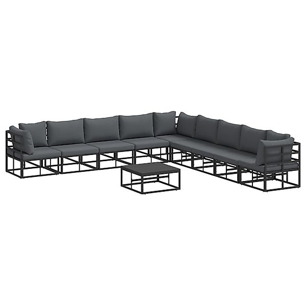 vidaXL Garten-Sofa-Set mit Kissen 10-Tlg Schwarz Aluminium 3378877 günstig online kaufen
