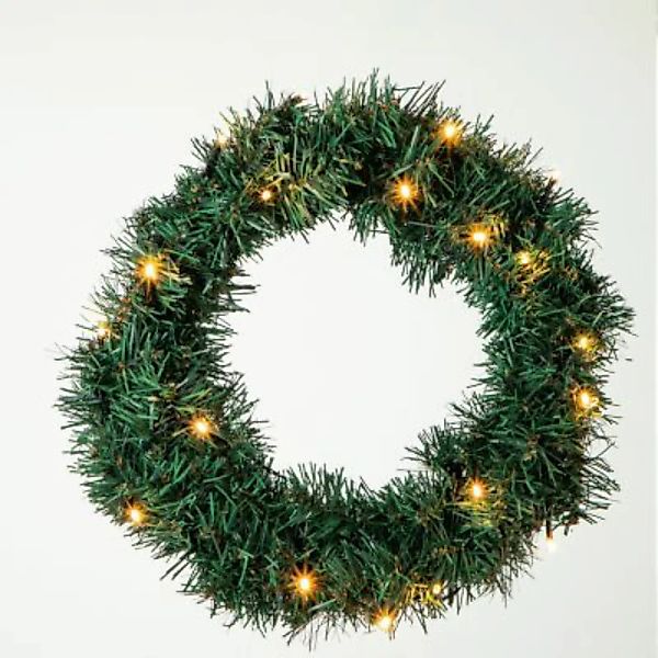 MARELIDA LED Weihnachtsset Haustür Kranz und 2 Tannenbäume beleuchtet grün günstig online kaufen
