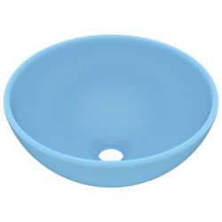 vidaXL Waschbecken Luxus-Waschbecken Rund Matt Hellblau günstig online kaufen